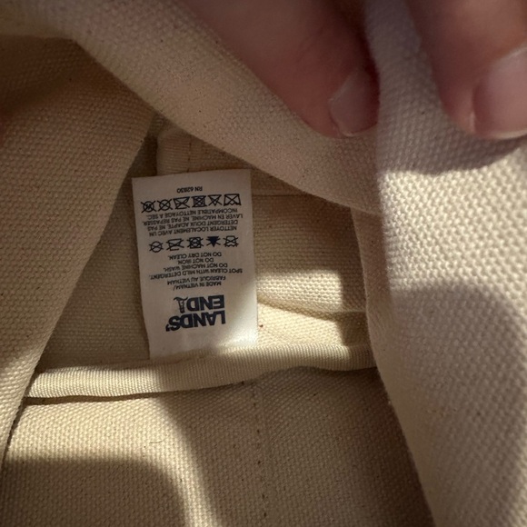 Lands' End Cream and Gray Canvas Weekender Duffle Bag - Picture 4 of 8